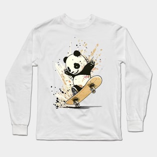 Skateboarding panda Long Sleeve T-Shirt